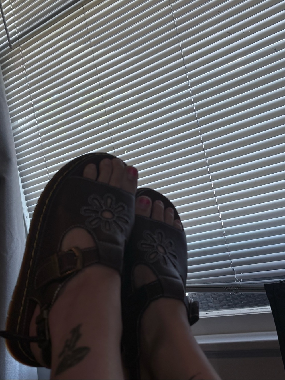 Dr. Martens Brown Floral Cutout Platform Sandal with Buckle Strap - Picture 4 of 4